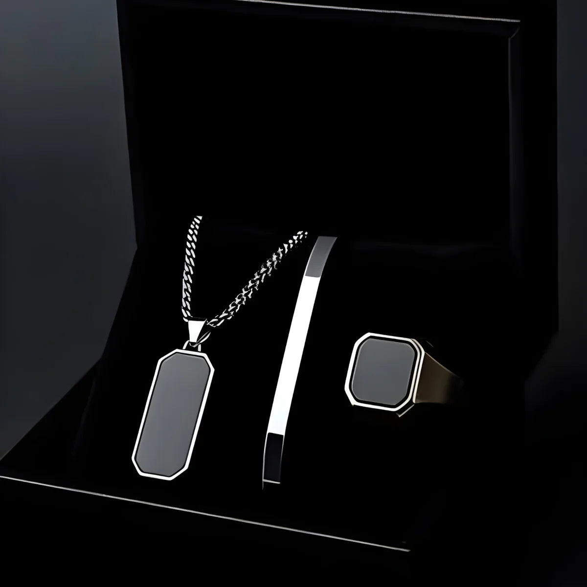 Black Onyx Men's Luxury Jewelry Set
- Necklace, Bracelet & Ring