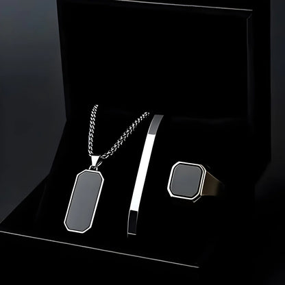 Black Onyx Men's Luxury Jewelry Set
- Necklace, Bracelet & Ring